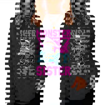 Pink Shark Monster Truck Sister Monster Truck Are My Jam Women Sweatshirt | Seseable UK