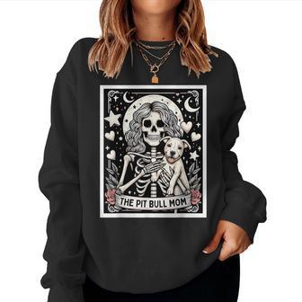 Pitbull Mom Tarot Card Cute Skeleton Pittie Mom Girls Women Sweatshirt - Thegiftio UK