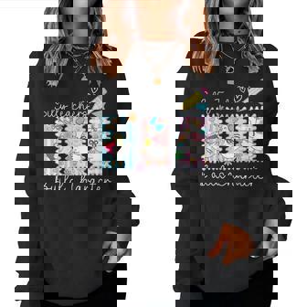 Preppy Silly Teacher Goose Build Character Back To School Women Sweatshirt | Seseable CA