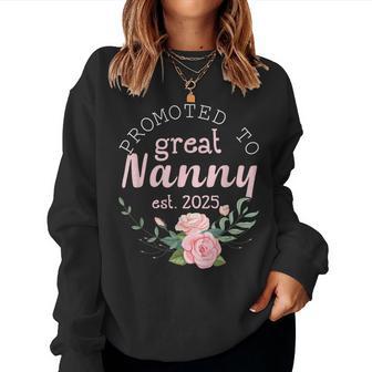 Promoted To Great Nanny 2025 First Time New Grandma Women Sweatshirt - Thegiftio UK