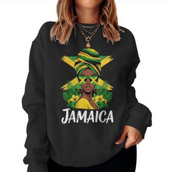 Proud Jamaican Afro Black Woman Jamaica Flag Women Sweatshirt - Thegiftio UK