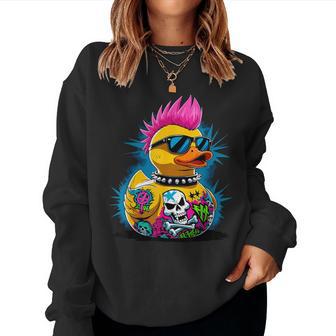 Punk Duck Entchen Gummiente Punk Rocker Sweatshirt Frauen - Geschenkecke
