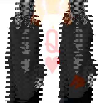 Queen Of Hearts And King Of Hearts Couples Matching Pajama Women Sweatshirt - Thegiftio