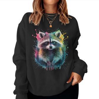 Raccoon Colourful Watercolour Raccoon Women Sweatshirt - Thegiftio UK