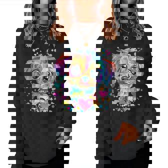 Rainbow Puppy With Hearts Women Sweatshirt - Thegiftio