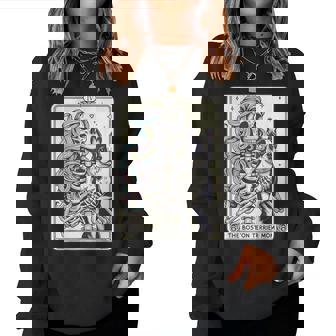 Retro Boston Terrier Mom Tarot Card Skeleton Dog Mama Women Sweatshirt - Monsterry