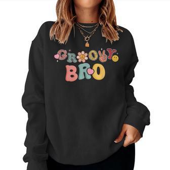 Rétro Groovy Bro Cute Hippie Assorti Famille Anniversaire Fête Sweat-shirt pour femme - Cadeauxyz