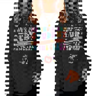 Retro Teacher Pregnancy Announcement New Student Baby Reveal Women Sweatshirt - Monsterry