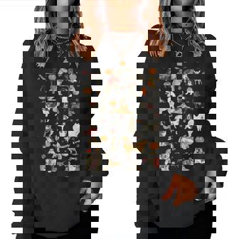 Retro Type Of Dogs Pumpkin Fall Leaves Autumn Dog Lover Women Sweatshirt - Monsterry