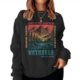 Retro Waymaker Promise Keeper Miracle Worker Jesus Christian Women Sweatshirt - Thegiftio UK