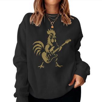 Rock Out Highland Rooster Chicken Cool Band Music Lovers Women Sweatshirt - Seseable