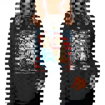 Rosie The Riveter Féministe Patriotique Drapeau Usa Pin Up Manche Longue Sweat-shirt pour femme - Cadeauxyz