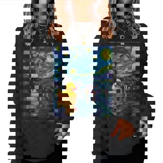 Rubber Duck Duckie Ducky Van Gogh Style Starry Night Women Sweatshirt | Mazezy