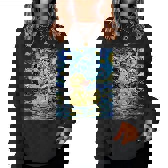 Rubber Duck Ducky Starry Night Painting Women Sweatshirt | Seseable CA