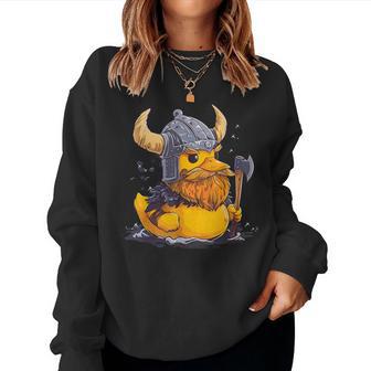 Rubber Duck Viking Duck Rubber Duckling Viking Helmet Women Sweatshirt - Thegiftio UK