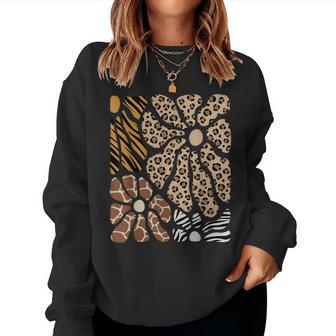 Safari Floral Boho Flowers Cute Animals Girls Leopard Print Women Sweatshirt - Thegiftio UK