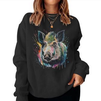 Sanglier Homme Aquarelle Coloréeanglier Sweat-shirt pour femme - Cadeauxyz