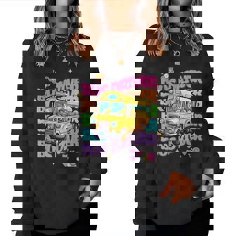 School Bus Driver Groovy Retro Back To School Women Sweatshirt | Mazezy