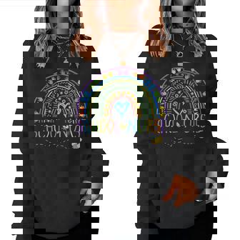 School Nurse Rainbow With Little Hands School Nurse Women Sweatshirt - Thegiftio