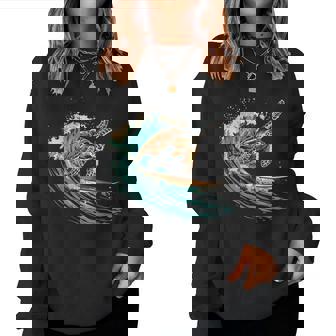 Sea Turtle Surfing Ocean Sea Turtle Ocean Sea Animal Lover Women Sweatshirt - Thegiftio