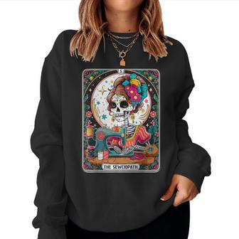 The Sew-Ciopath Tarot Card Sewing Skeleton Womens Women Sweatshirt - Thegiftio