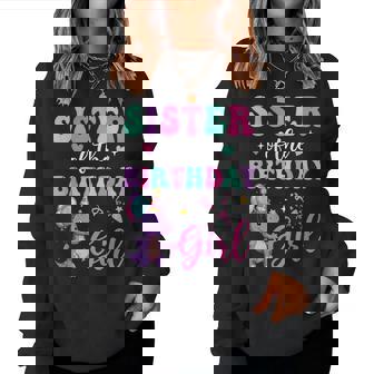 Sister Of The Birthday For Girl Dinosaur T-Rex Party Family Women Sweatshirt | Mazezy