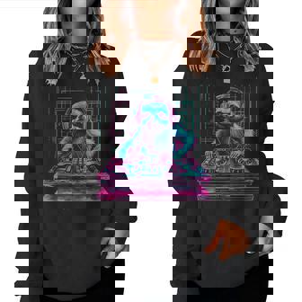 Sloth Dj House Techno Edm Music Producer Turntable Dj Sloth Women Sweatshirt - Thegiftio