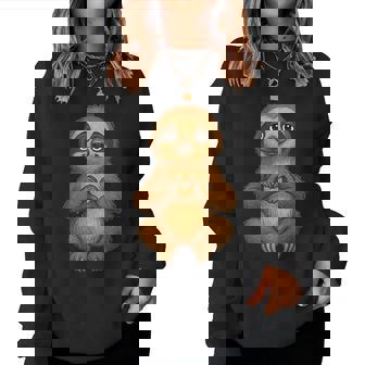 Sloth With Heart Sweet Sloth With Heart Symbol Women Sweatshirt - Monsterry