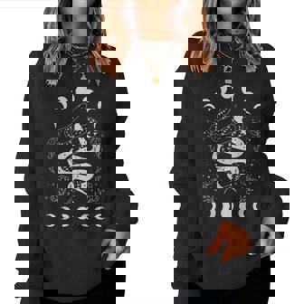 Snake And Moon Phases Celestial Floral Witchy Halloween Women Sweatshirt - Thegiftio