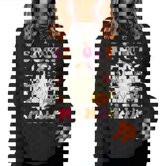 Spooky Mama Halloween Mom Ghost Costume Groovy Women Sweatshirt | Mazezy