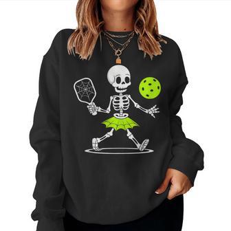 Spooky Pickleball Halloween Skeleton Women Women Sweatshirt - Thegiftio UK