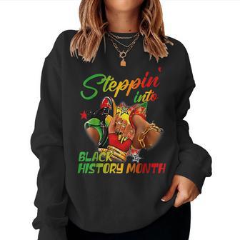 Stepping Into Black History Month Black Girls Sneakers Women Sweatshirt - Monsterry