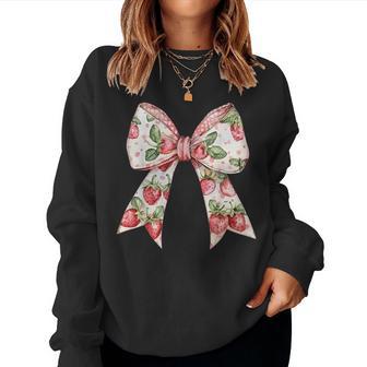 Strawberry Festival Coquette Bow Berry Fruit Season Women Women Sweatshirt - Monsterry
