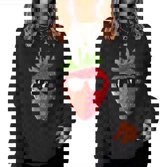 Strawberry With Sunglasses Strawberry Girl Women Sweatshirt - Thegiftio