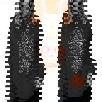 Sugarskull Dia De Los Muertos Floral Coloré Sweat-shirt pour femme - Cadeauxyz