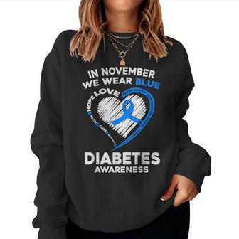 Support Type 1 Diabetes Awareness T1d Ribbon Blue Women Women Sweatshirt | Mazezy