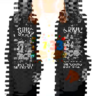 I Survived 6733 Days Of School Teacher 100 Days Of School Women Sweatshirt | Mazezy