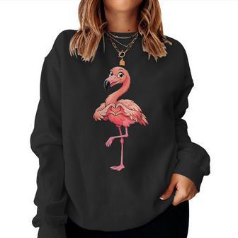 Süßer Rosa Flamingo Mit Herzsymbol Sweatshirt Frauen - Geschenkecke