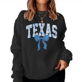 Texas Coquette Bow Floral State Pride Style Girls Women Women Sweatshirt - Thegiftio UK