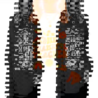 Thanksgiving One Thankful Teacher Fall Groovy Women Women Sweatshirt | Mazezy