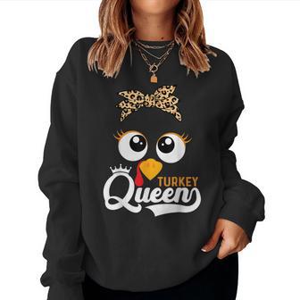 Thanksgiving Turkey Face Leopard For Girls Women Sweatshirt - Thegiftio UK