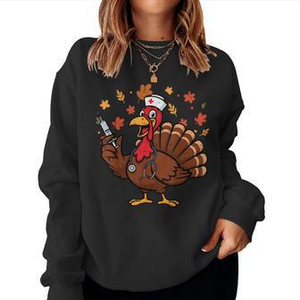 Thanksgiving Turkey Nurse Syringe Fall Scrub Top Men Women Sweatshirt - Thegiftio UK