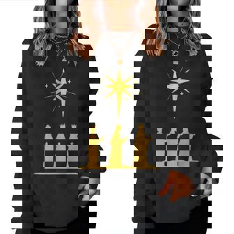 Three Kings Nativity Scene With Bethlehem Star Christian Women Sweatshirt | Mazezy