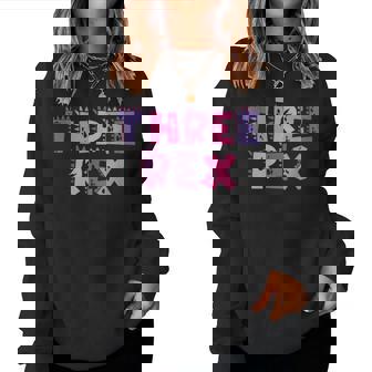 Three Rex Birthday Girl 3Rd Birthday Boy Girl Dinosaur Women Sweatshirt - Monsterry