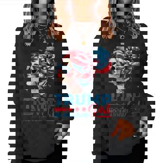 Trump Girl No Apologies Messy Bun Sunglasses Trump Usa Flag Women Sweatshirt | Seseable CA