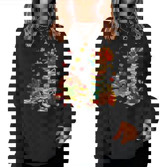 Turkey Books Fall Leaves Thanksgiving Teacher Student Reader Women Sweatshirt | Seseable FR