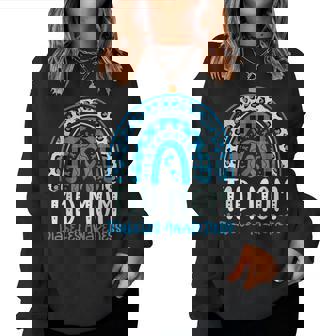 Type 1 Diabetes Awareness T1d Mom Blue Ribbon Rainbow Women Sweatshirt - Monsterry