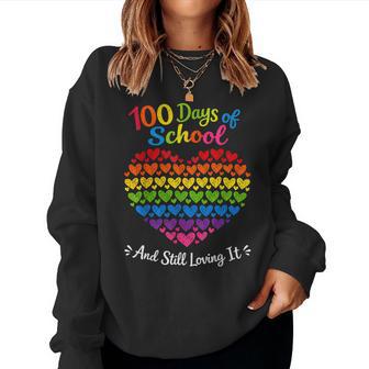 Vintage 100 Days School Still Loving It Rainbow Hearts Women Sweatshirt | Seseable CA