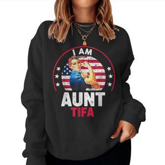 Vintage I Am Aunt Tifa Woman's Girl Aunt Tifa America Flag Women Sweatshirt - Thegiftio UK