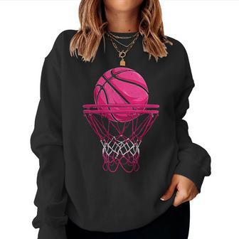 Vintage Pink Basketball Desgin For Girl Women Sweatshirt - Thegiftio